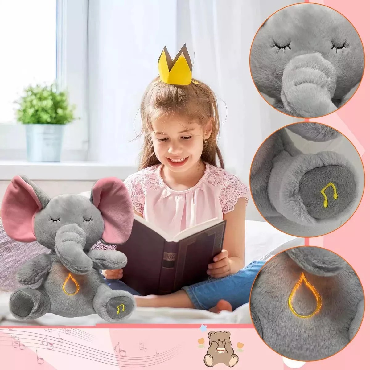 Vista 4 de Peluche Que Respira Con Música + PILAS - PELUCHE: ELEFANTE